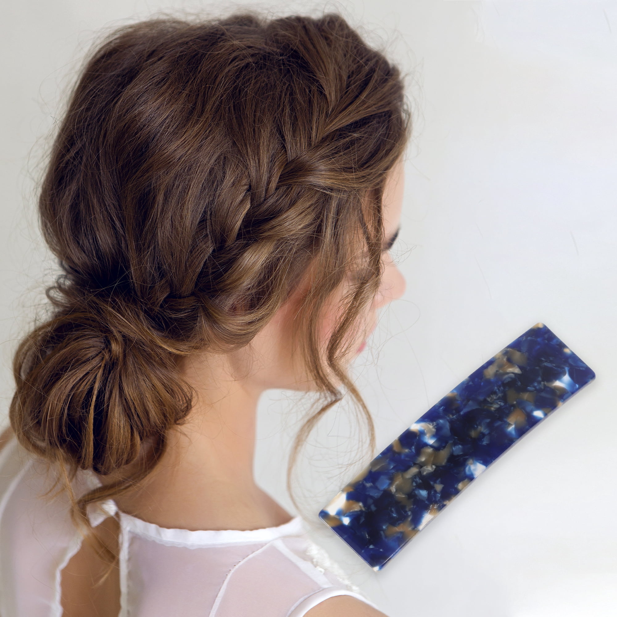 Unique Bargains Grace Square Hair Clips Hairdo Clip 3.46"x0.94"x0.71" Blue