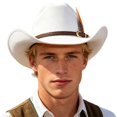 thumbnail image 4 of PLHWHYQ Vintage Short Brim Hat for Men Women, Faux Suede Dress Hat with Decorative Feather & Metal Badge White-d A, 4 of 4