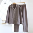 thumbnail image 3 of 2 Piece Sets Pajamas Lapel Button Down Pockets Tops Elastic Waist Long Pants Thermal Comfy Bibbed Winter Home Wear (XL, Dark Gray), 3 of 4
