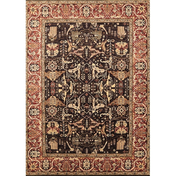 Ahgly Company Indoor Rectangle Oriental Brown Industrial Area Rugs, 5' x 8'