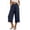 *Navy, variant on VBVC Women's Cotton Linen Wide Leg Capri Pants , Casual Summer Loose Crop Trousers For Women , Ladies' Comfy Elastic Waist Pants with Pockets, Army Green , S-2XL