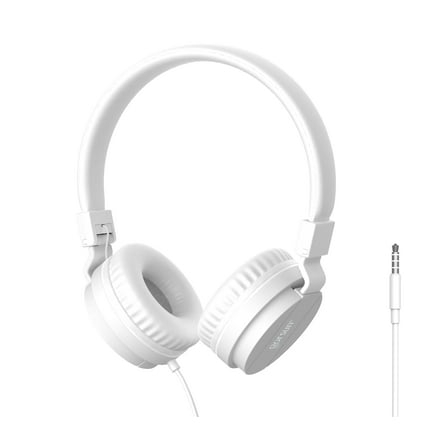 Kids Headphones Wired Headphone for Kids  ，Earphones with 3.5mm Headset, Earphones School Teen on Ear for Girls Boys Children Foldable Headsets for School Tablet（WHITE）