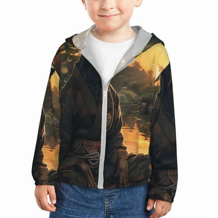 

Ocsxa Sunset Meditating Doberman Print Kids Active Zipper Sun Protection Jacket Boys Girls Hooded Cooling Shirt-3 Years