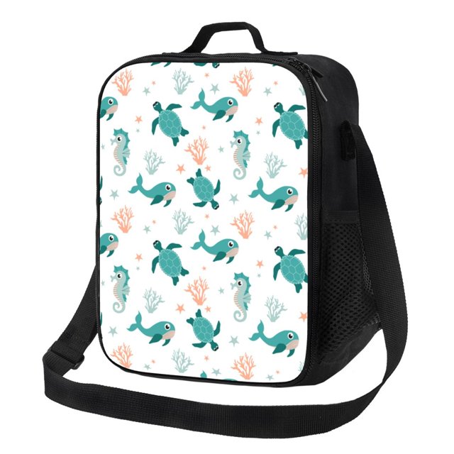 Fotbe Turtles And Seahorses Lonchera Bolsa de Almuerzo para Hombres y Mujeres, Lonchera de Gran Capacidad, Bolsa de Almuerzo Reutilizable, Bolsa Térmica Aislante
