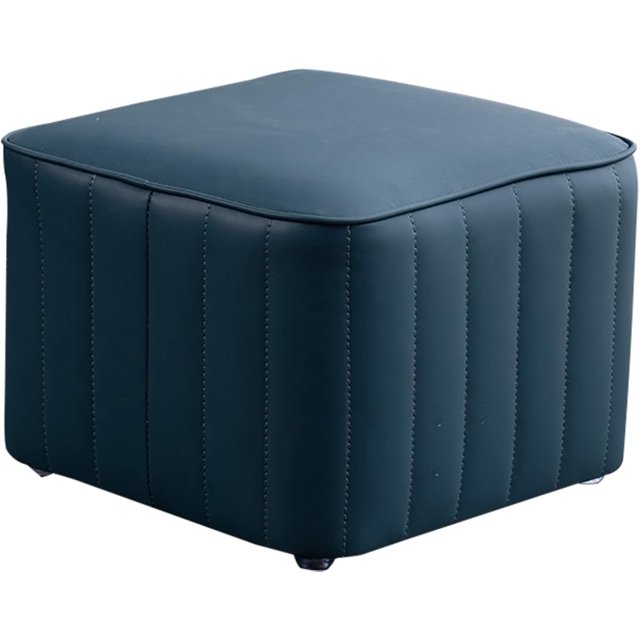 TPARIS Creative Decor Leather Footstool|Small Sofa Stool Square Ottomans with Anti-Slip Feets|Upholstered Footrest for Bedroom Living Room Entryway,Dark Green,Height 22cm(8.6in)
