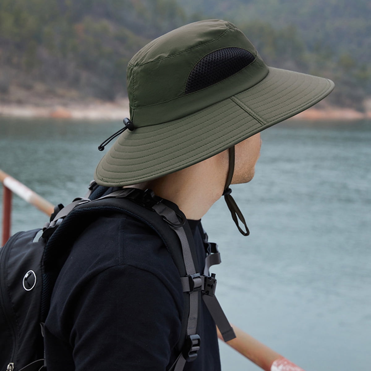 Chapeau De Pluie Homme Chapeau De Pluie Bob Imperméable Anti UV Avec Protège Nuque Plus Aeration Laterale Chapeau Pour La Pluie