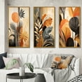 thumbnail image 1 of Designart "Terracotta Toned Foliage Funky Vibes II" Abstract Botanicals Framed Wall Art Set Of 3 - Yellow Modern Frame Gallery Set For Office Decor, 1 of 6