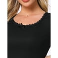 thumbnail image 4 of DARING DIVA Cotton Pajama Lace Trim Short Sleeve Top Lounge Set M Black, 4 of 6