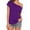 Purple, variant on QHWAUAKFBN T Shirts For Women Trendy Graphic Off Shoulder Solid Color Irregular Short Sleeve Tshirts Top