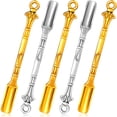 thumbnail image 1 of Juego de mini cucharas para rapé de 5 uds, pala de cuchara para olfatear con pajita de Metal, pala para polvo de rapé de oro plateado para suministros para el hogar (3 doradas + 2 plateadas)., 1 of 5