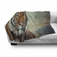thumbnail image 3 of Tiger Soft Flannel Fleece Blanket, Large Feline in a Calm State with Blurred Background Close-up Image of a Beast, Cozy Plush for Indoor and Outdoor Use, 70" x 90", Orange Multicolor, by Ambesonne, 3 of 6