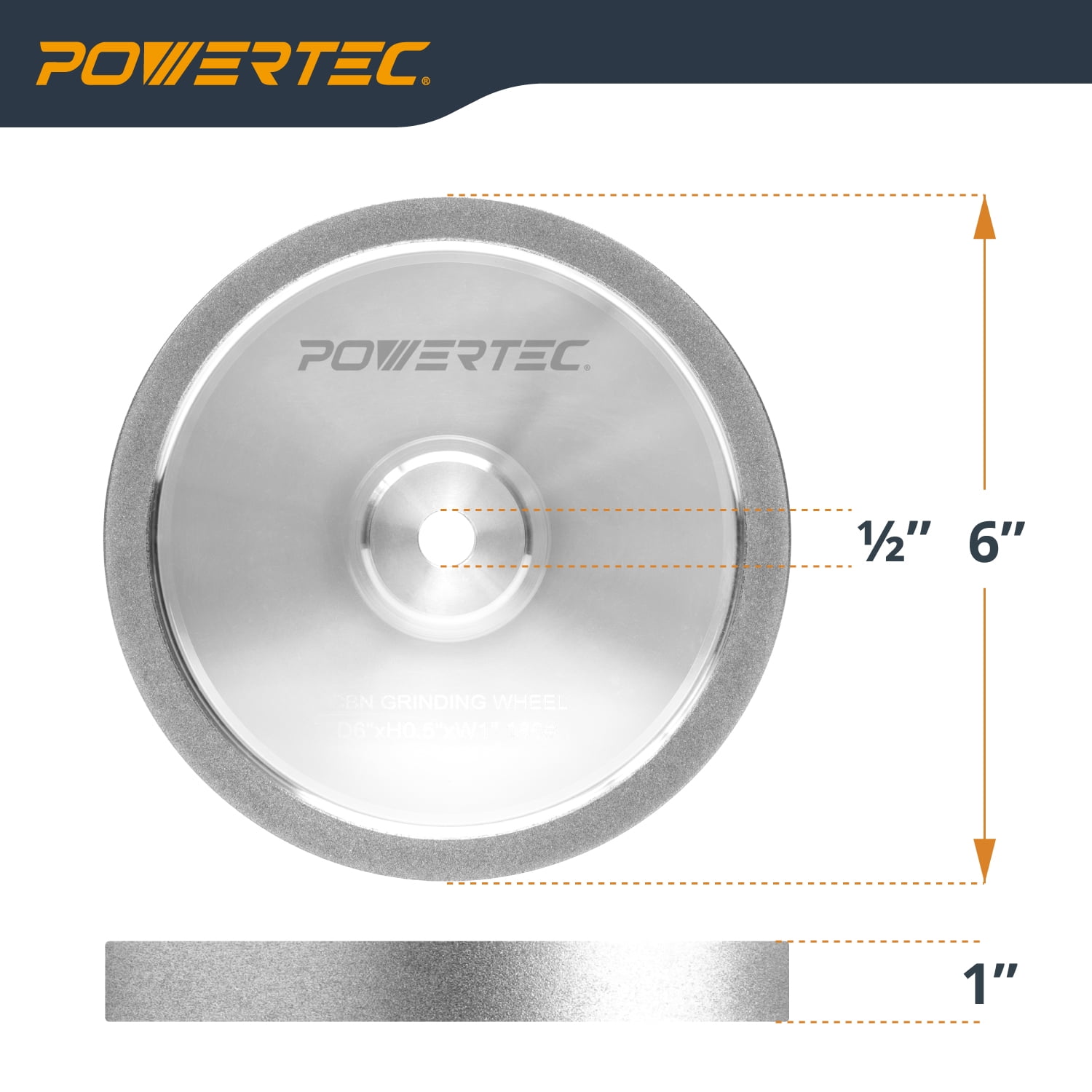 POWERTEC Bench Grinder Wheel Diamond Wheel Dresser 6 Inch 100 Grit, Aluminum Oxide Grinding Wheel For Bench Pedestal Grinder, 3/4" Thick 1/2" Arbor, Sharpening & Shaping Blade, Chisel & Drill Bits - View #13