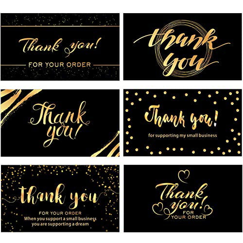 Thank You for Your Order Purchase Cards Stunning Gold Foil Letterpress 3.5 x 2 Package Insert Pack of 100 