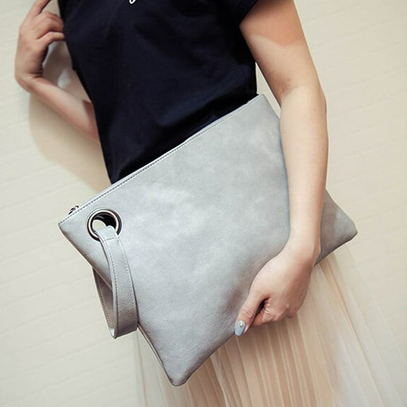 Stylish Evening Envelope Clutch Bags Hand Bags Wristlet Purse for Women(Light Grey)
