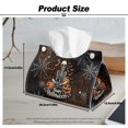 thumbnail image 7 of COEQINE Tissue Box Cover PU Leather Rectangular Facial Paper Organizer Facial Tissue Dispenser Modern Decorative for Kitchen Bathroom Living Room Office Desk, Happy Halloween Skeleton Pumpkin Cobweb, 7 of 7