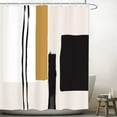 thumbnail image 2 of Abstract Modern Minimalist Bathroom Shower Curtain 60W by 84H Inch Pink Blush Blue Geometric Striped Contemporary Aesthetic Block Polyester Fabric 12 Plastic Hooks Waterproof Decor, 2 of 5