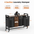 thumbnail image 2 of edx Laundry Basket, Laundry Sorter with Shelf & 4 Pull-Out Removable Bags, 4×10.6 Gallons (40 Liters) for Laundry Rooms, Bathrooms & Dorms，45.67"L x 12.99"W x 29.92"H, 2 of 9