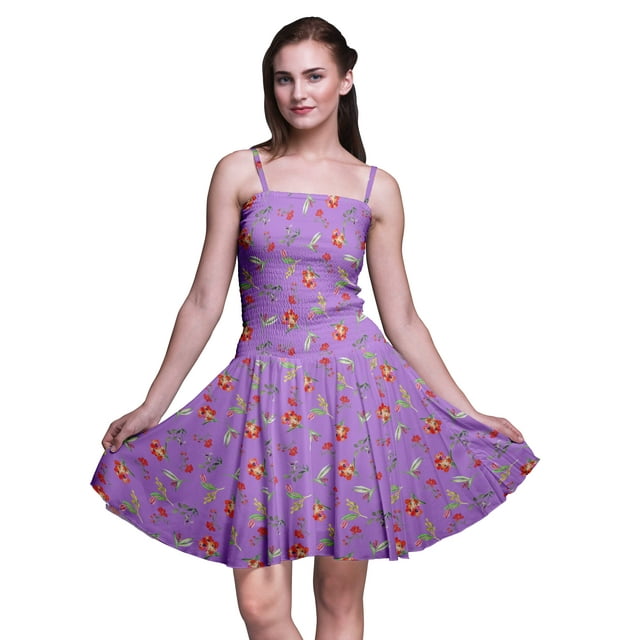 Bimba Robe d'Été Soleil Sans Manches Mini Fluide à Bretelles pour Femme à Imprimé Floral Robe à Imprimé Floral-Xxx-Grand