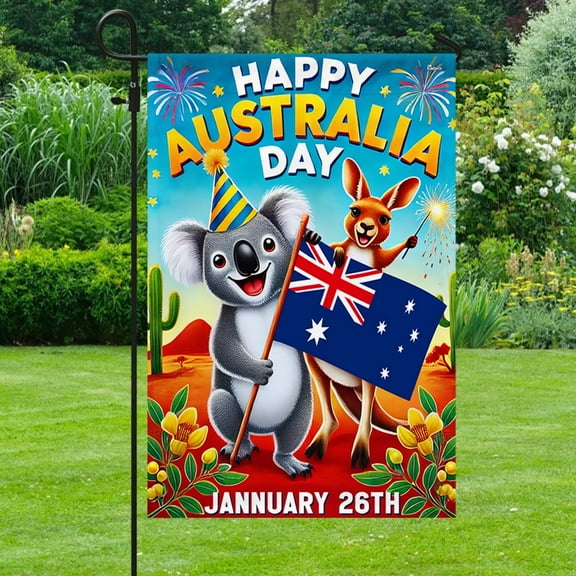 FLAGWIX Happy Australia Day January 26th Koala and Kangaroo Australia Flag MLN4887F Garden Flag 11.5" x 17.5" - Decorative Indoor Outdoor Flag