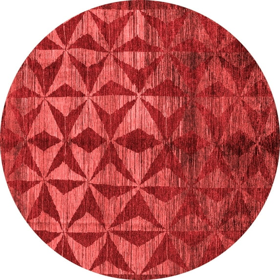 Ahgly Company Indoor Round Abstract Red Modern Area Rugs, 8' Round