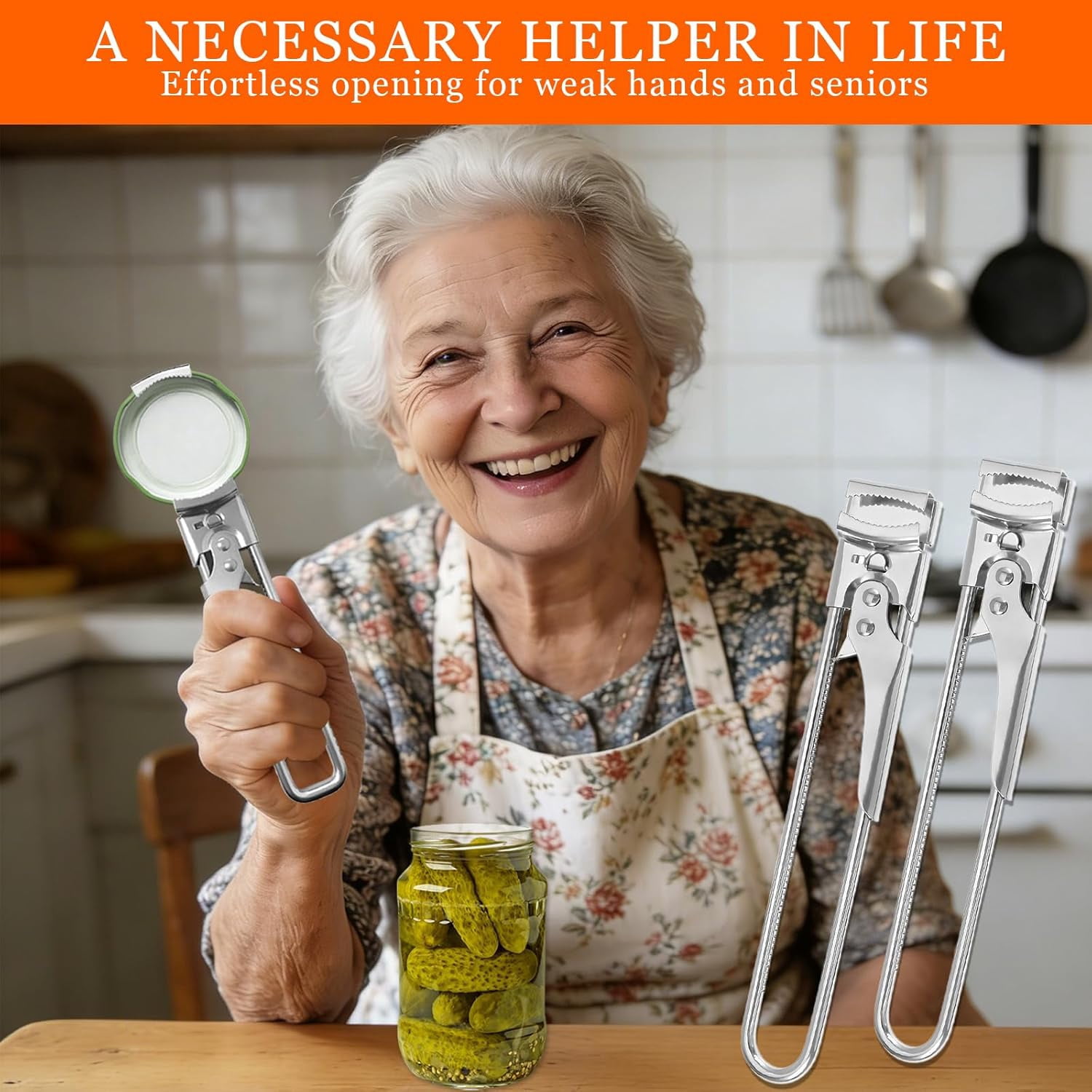 2PCS Jar Opener for Weak Hands,New Adjustable Multifunctional Stainless Steel Can Opener for Seniors,Arthritis Adjustable Jar Opener Upgrade Easy Grip Jar Lid Gripper Bottle Opener Kitchen Gadgets