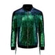 thumbnail image 5 of Chaqueta Varsity Brillante INSPIRE CHIC para Hombre con Cremallera, Chaquetas de Béisbol Bomber con Lentejuelas Brillantes de los 70, S Verde, 5 of 5