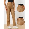 thumbnail image 2 of DARING DIVA Women's Faux Leather High Waist Straight Leg PU Punk Trousers M Khaki, 2 of 6