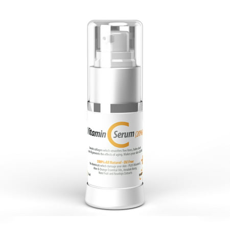 Vitamin C Serum For Face - 100% All Natural + Vitamin E & Aloe - Best Topical Anti Aging Creamy Serum - 20% Vitamin C - Oil Free - Benefits Your Skin By Boosting Collagen Which Smoothes Fine Lines -