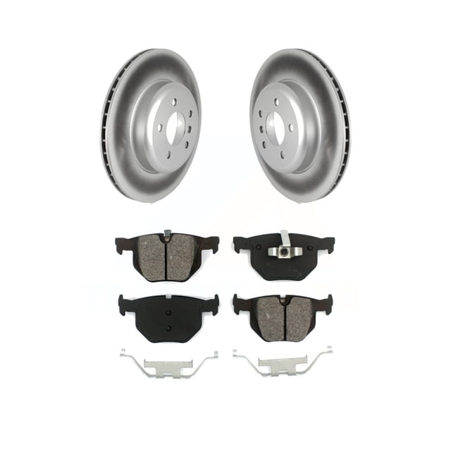 Transit Auto Rear Coated Disc Brake Rotors and Semi-Metallic Pads Kit for Car 2013 BMW 335i Convertible Coupe with Blue Painted Calipers 344mm Diameter Rotor KGS-102362