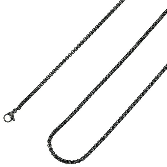 1set 4pcs 304 Stainless Steel box Chain Necklaces with Lobster Claw Clasps Black 23.62 inch(60cm) 2.5mm 4pcs