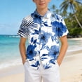 thumbnail image 5 of Ulanda Boys Hawaiian Shirts Casual Summer Short Sleeve Button Down Aloha Dress Beach Tee Tops Kids Hawaii Shirts for 5-14 Years (Dark Blue, 9-10 Years), 5 of 7