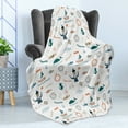 thumbnail image 4 of Sailor Soft Flannel Fleece Throw Blanket, Old Sailorman Fish Algae Ship Seahorse Anchor Motifs on Plain Backdrop, Cozy Plush for Indoor and Outdoor Use, 70" x 90", White and Multicolor, by Ambesonne, 4 of 5