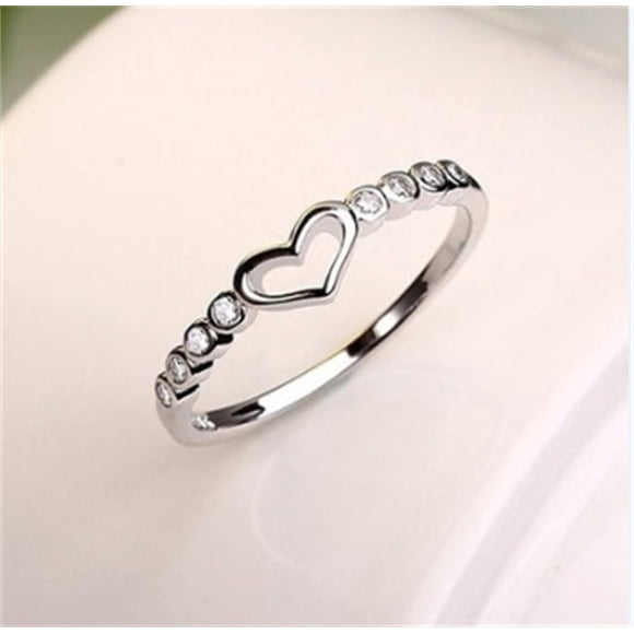 Bagues en Liquidation pour Femmes Bague en Argent Sterling 925 pour Femmes avec Saphir Bleu Bague Cœur en Pierre Précieuse CZ