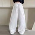 thumbnail image 4 of Bmisegm Girls Cargo Pants Wide Leg with 3D Floral Embroidery Casual Loose Fit Trousers for Kids Comfortable Playwear Trousers for Girls 6-16 Years 01_White,11-12 Years, 4 of 7