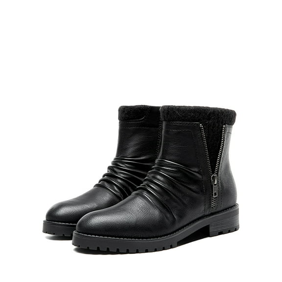 BURUDANI Women's Cozy Zip-Up Ankle Winter Boots