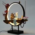 thumbnail image 4 of Retro Incense Holder 3-Mode Light Table Decor Bedside Lamp Ceramic Sculpture, 4 of 11