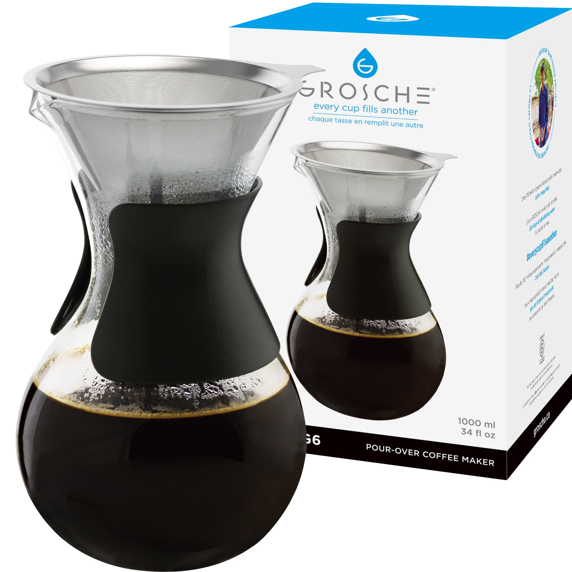 GROSCHE Austin G6 34 fl. oz Premium Pour over coffee maker with
