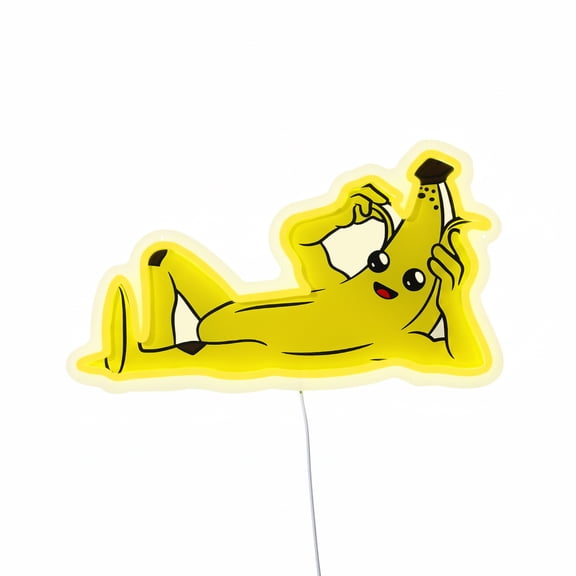 Saturday Neon Fortnite Peely LED Neon Sign – 20" W x 11.86" H Yellow-Emitting Wall Light with Inline Dimmer Switch, USB Powered with Outlet Adapter – Gaming Wall Décor