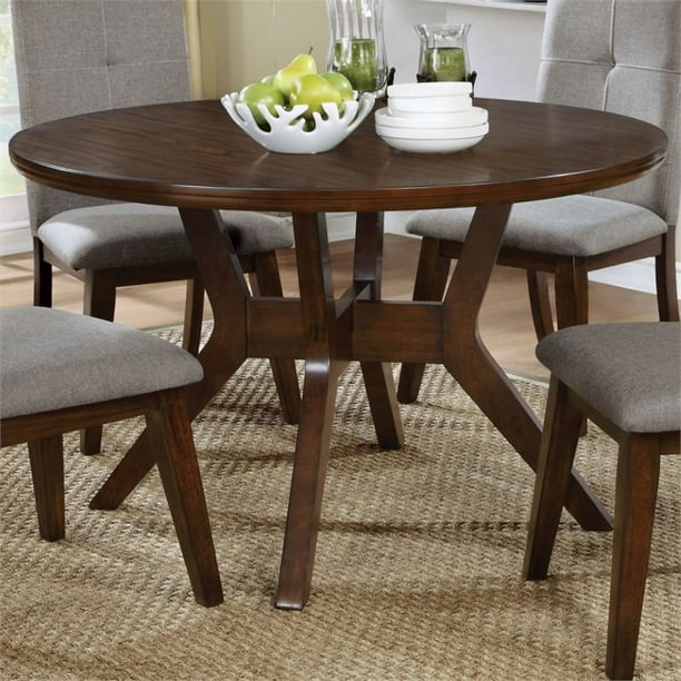 Furniture Of America Mecca Mid Century Wood Round Dining Table In Walnut Com Mid Century Wood Round Dining Table, Modern Round Wood Dining Table Set