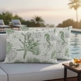 thumbnail image 4 of Outdoor Waterproof Pillow Covers Retro Marine Life Decorative Throw Pillow Protectors,Pillowcase Cushion Cases for Patio Sofa Garden Couch,20x12in,Pack of 2, 4 of 14