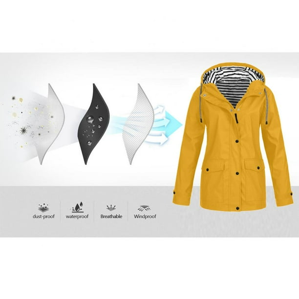 Veste De Pluie Légère Pour Femmes Imperméable Trench De Plein Air Avec Capuche Léger Grande Taille P-5TG