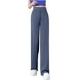 thumbnail image 2 of Idoravan Plus Size Women's Pants under $20 Ladies' Ice Silk High Waist Drooping Casual Loose Narrow Straight Leg Pants Blue XXXL, 2 of 9