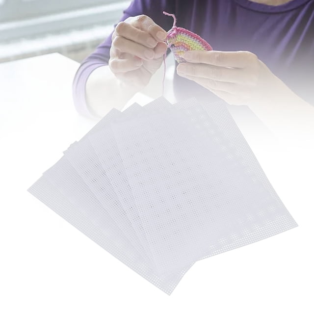 Plastic Canvas Sheet, Multi Purpose Plastic Canvas Eye Mesh 5 Pcs with 4 Needles for Yarn Crafting