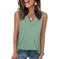 thumbnail image 2 of Brglopf Tank Tops for Women Plus Size V Neck Loose Fit Sleeveless Summer Basic Tee Shirts Business Casual Dressy Blouses Green S, 2 of 8