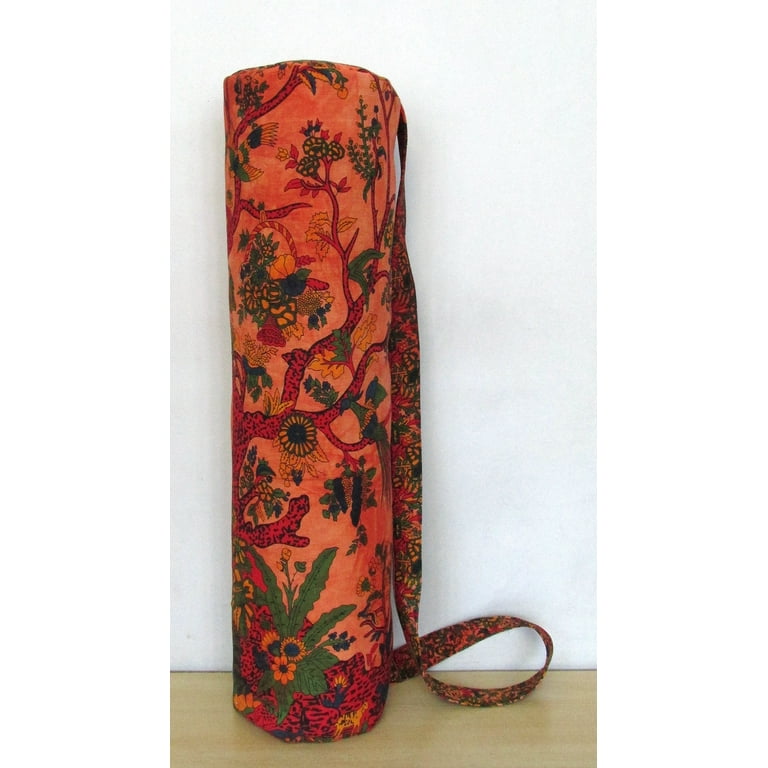Indian Craft Castle Hippie Yoga Mat Carrier Bag with Shoulder Strap Yoga  Mat Bag Gym Bag Beach Bag Length : 26 Inch , Dia: 6 Inch strap length:  40 