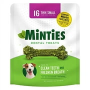 Minties VetIQ Dog Dental Bone Treats, Dental Chews for Tiny/Small Dogs (Under 40 lbs), 16 Count, package may vary