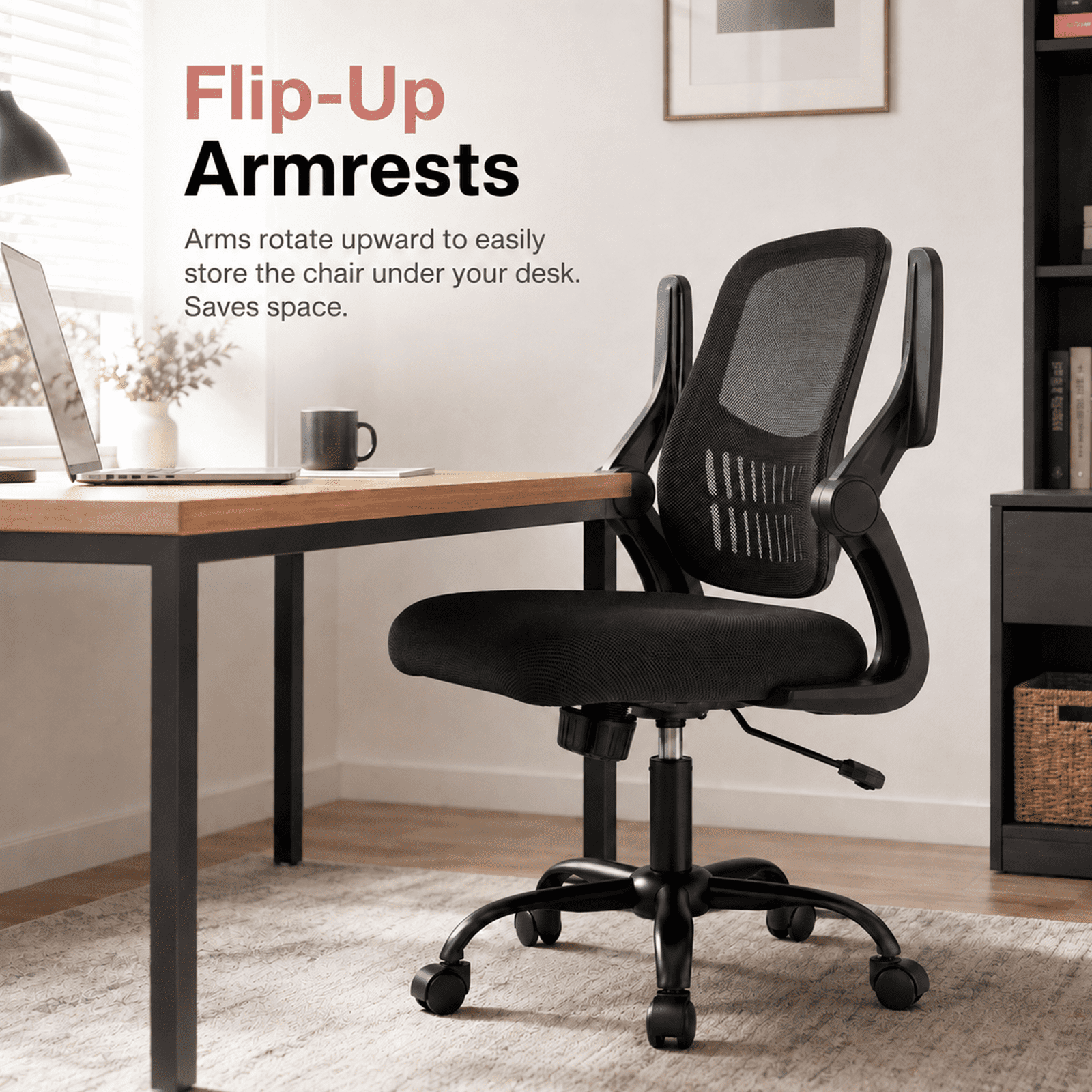 Alvantor Ergonomic Office Chair, Lumbar Support, Height Adjustable, Flip-up Armrest, Rocking Mode, 360 Swivel, Conference Room