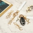 thumbnail image 5 of Leather Wristlet Keychain, Letter T Keychains with Key Ring and D Ring Car Keys Keychain Decorative Alphabet Key Chain for Bag Backpack DIY, Gold Tone, 5 of 6