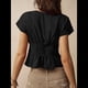 thumbnail image 5 of Blusa de Encaje con Cuello en V para Mujer, Corta, Fruncida, Ropa de Verano para Vacaciones Negro M, 5 of 8
