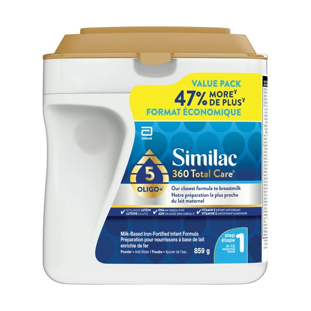 Similac 360 Total Care Step 1, Préparation pour Bébés, Préparation pour Nourrissons, Mélange de 5 oligosaccharides, 0-12M, 859g